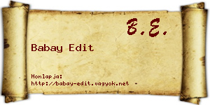 Babay Edit névjegykártya